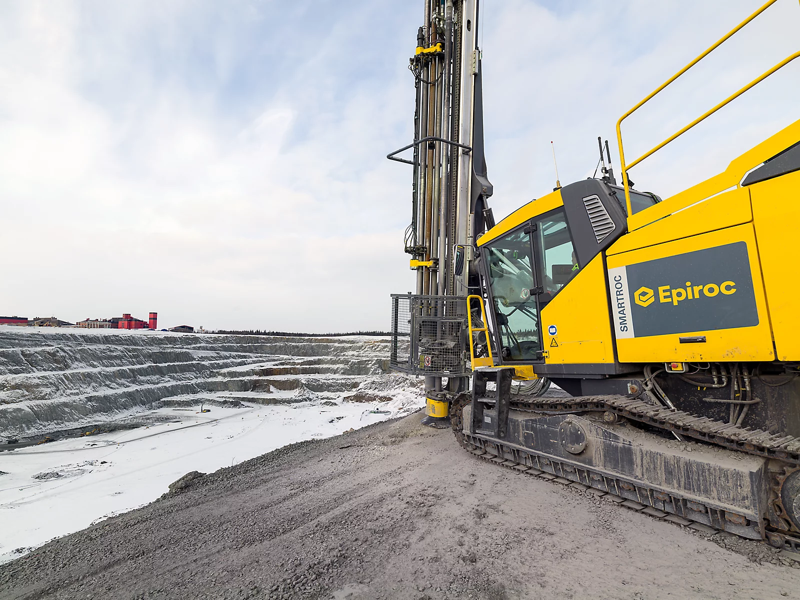 Epiroc surface drill rig undergoing scheduled maintenance inspection at mining site